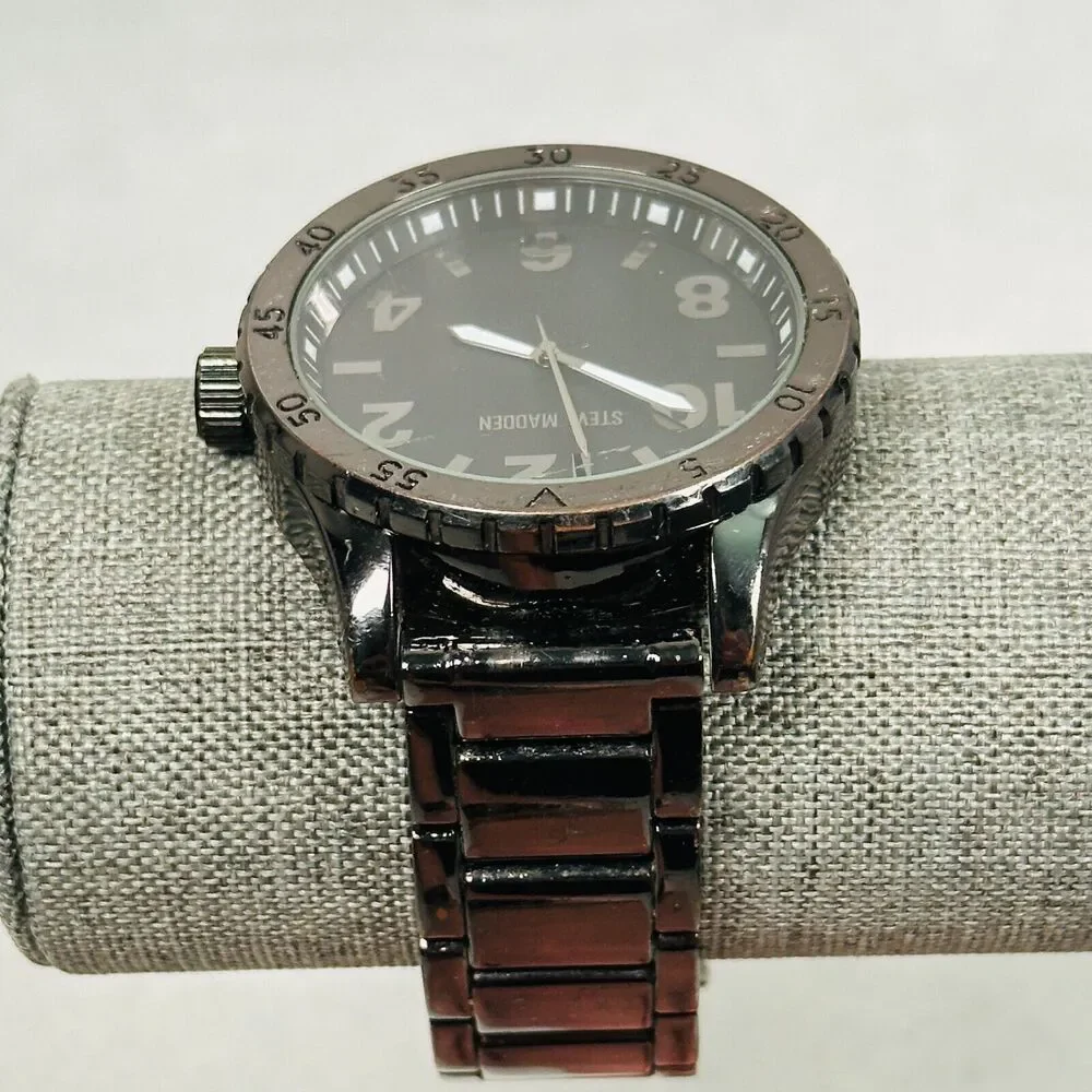 Steve Madden Watch Mens 48mm Dark Gray Rotating Bezel New Battery